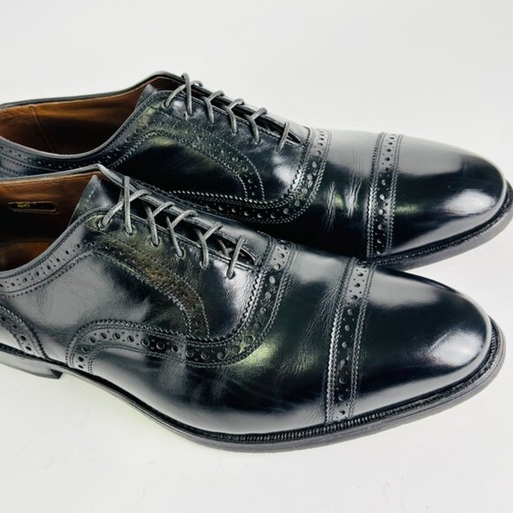 Vintage Allen Edmonds "Argonaut" Men's Leather Cap-Toe Oxfords 10.5 D Black - Picture 4 of 16
